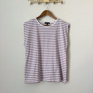 Caroll Paris Striped Cap Sleeve T Shirt Medium